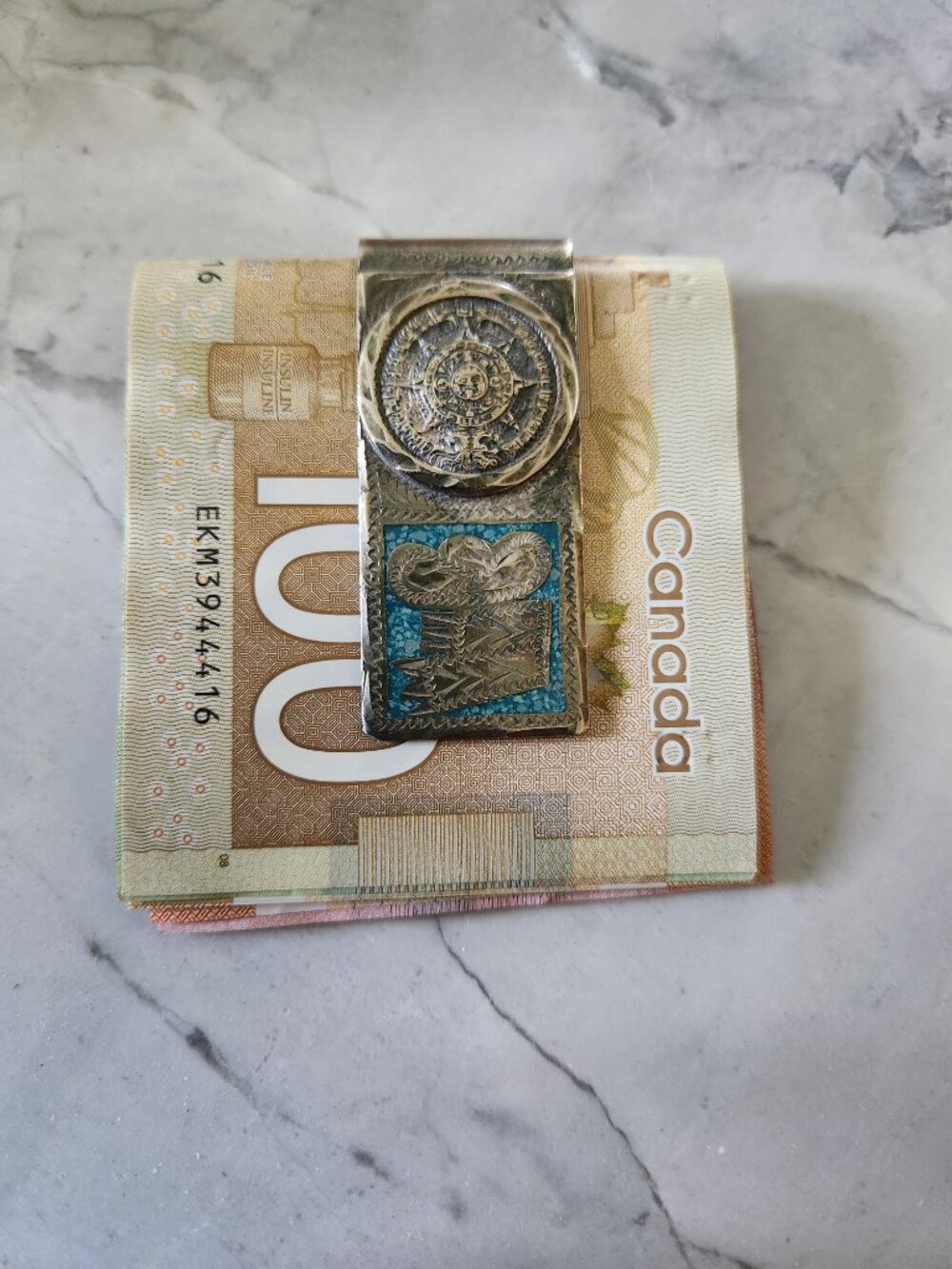Sterling silver and Turqouise Alpaca Money Clip